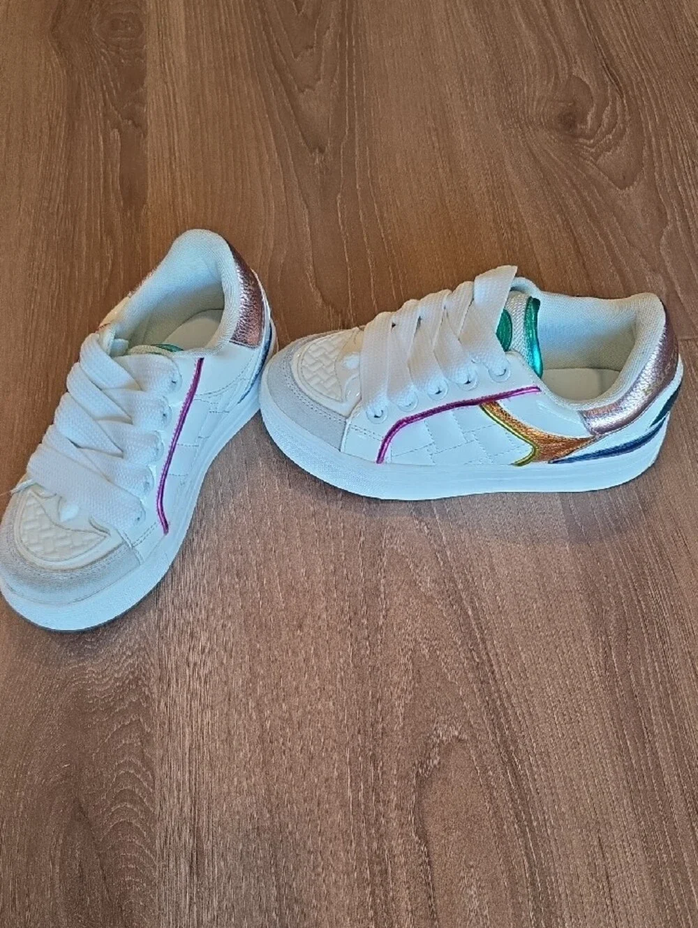 Kurt Geiger Kids White Sneakers with Pink and Green Accents